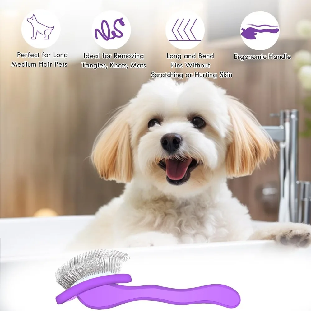 Pet Grooming Hair Remover Brush Manual Household Beauty Hairbrush Long Handle Professional Reusable Deshedding Rake