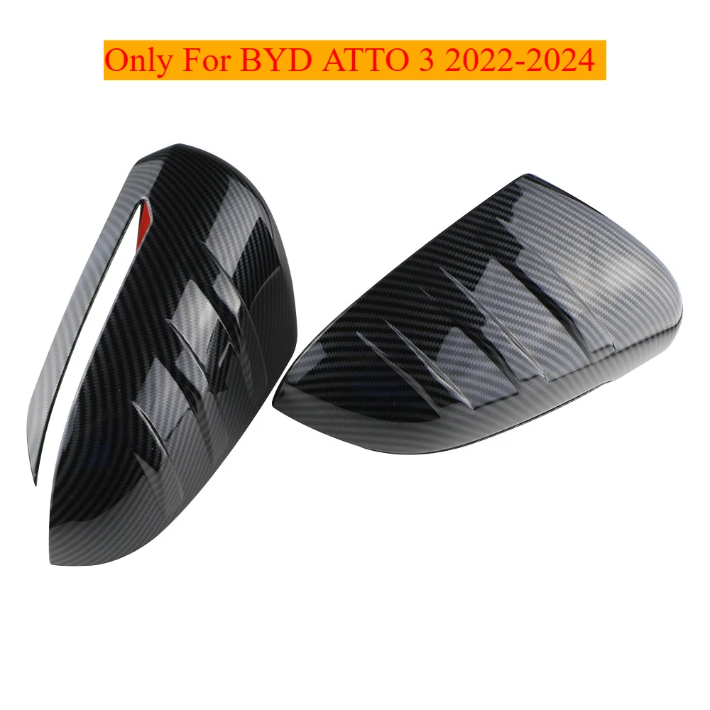 مرآة الرؤية الخلفية غطاء الزخرفية الكسوة ل BYD ATTO 3 ATTO3 2022 2023 2024 مرآة الرؤية الخلفية يغطي ملصق 2 قطعة/المجموعة ملصقات السيارات