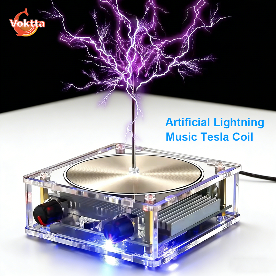  DIY Music Tesla Coil Dual Mode AUX Audio Input Bluetooth Music Box Touchable Artificial Lightning Tesla Coil Science Experiments 