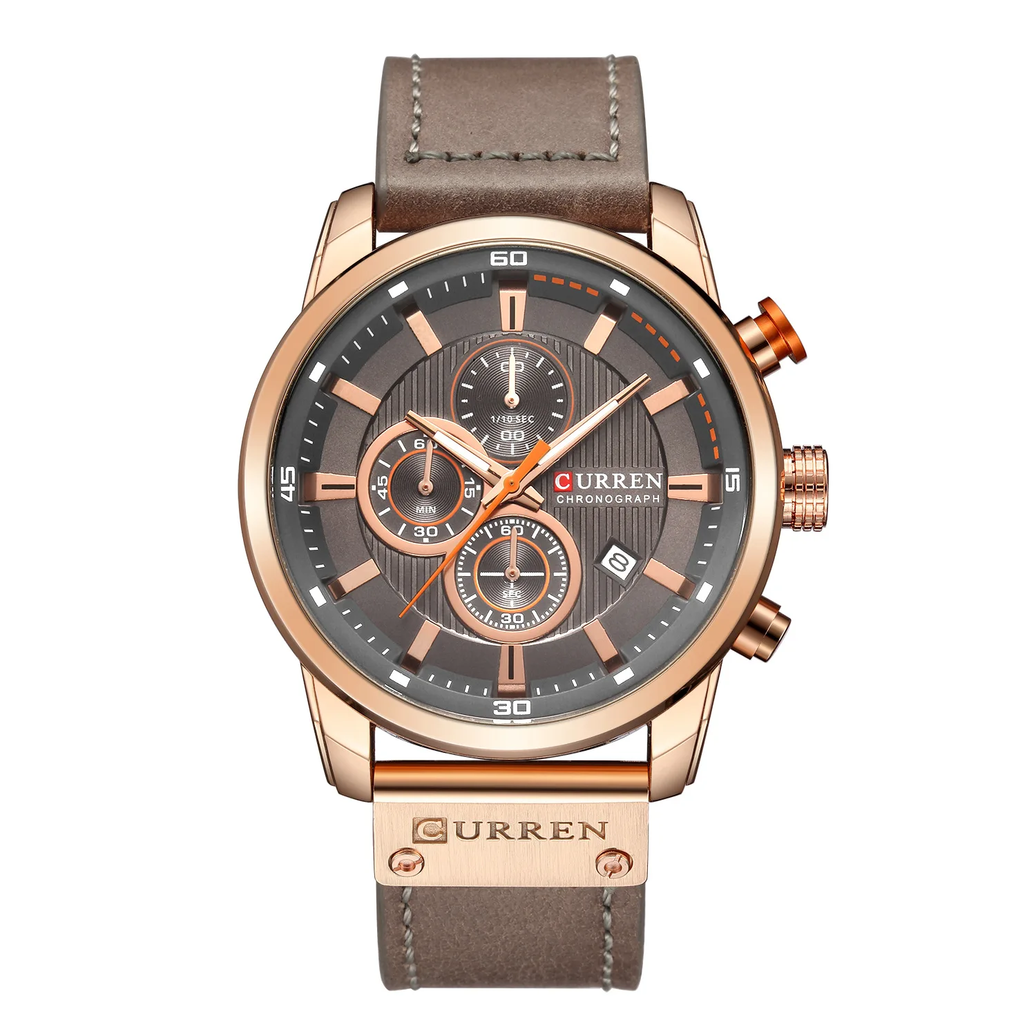 CURREN 8291 Men\'s Quartz Watch Business Casual Brown Leather Strap Calendar Analog Display Wristwatch for Male Gift Clock