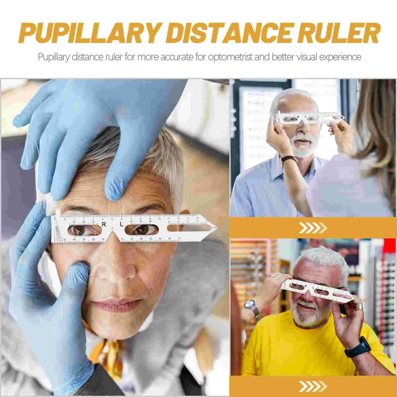 2 Pcs Eye Pupil Distance Ruler Measuring Meter for Eyeglasses Outer Diameter Pupillometer Plastic Portable Pupillary Travel