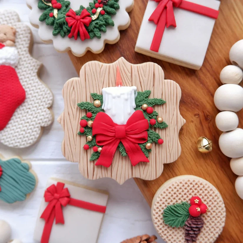 Bows Candle Christmas Silicone Sugarcraft Mold Cookie Cupcake Chocolate Baking Mold Fondant Cake Decorating Tools