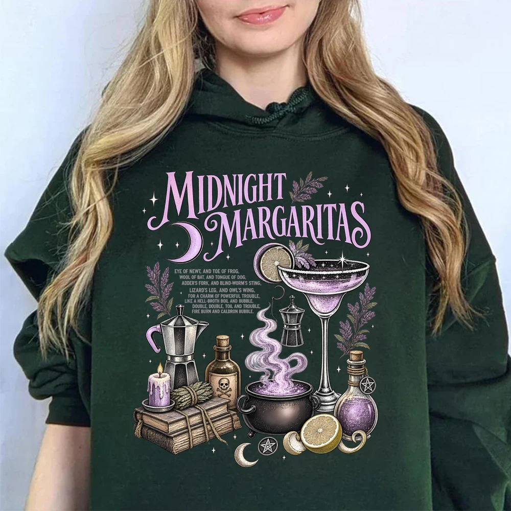 Halloween Practical Magic Hoodie Midnight Margaritas Witch Cocktail Shirt Feminist Aesthetic Spooky Witchy Pullover Party Hoodie