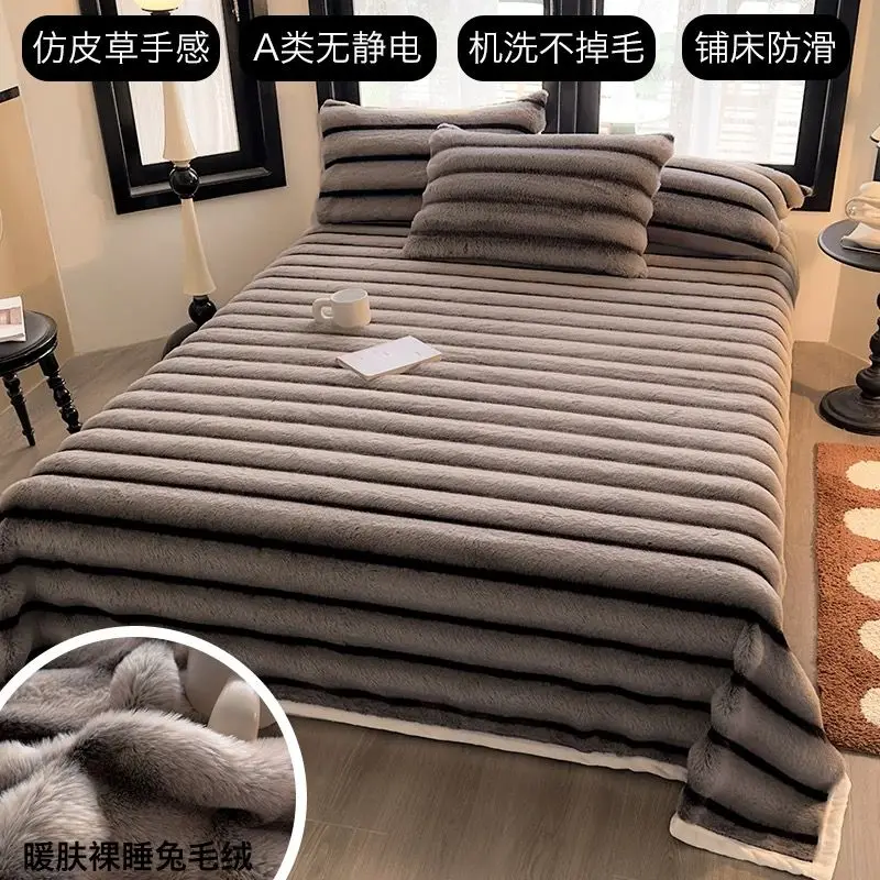 Super Soft Warm Thickened Plush Luxury Queen King Size Bed Sheet Machine Washable Coral Velvet Single Double Bedspread Bed Cover