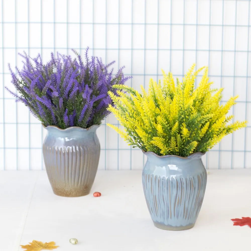 10pcs Artificial Flower Imitation Plastic Plant Fake Flower, Gardening Outdoor UV Protection, Artificial Lavender Flower