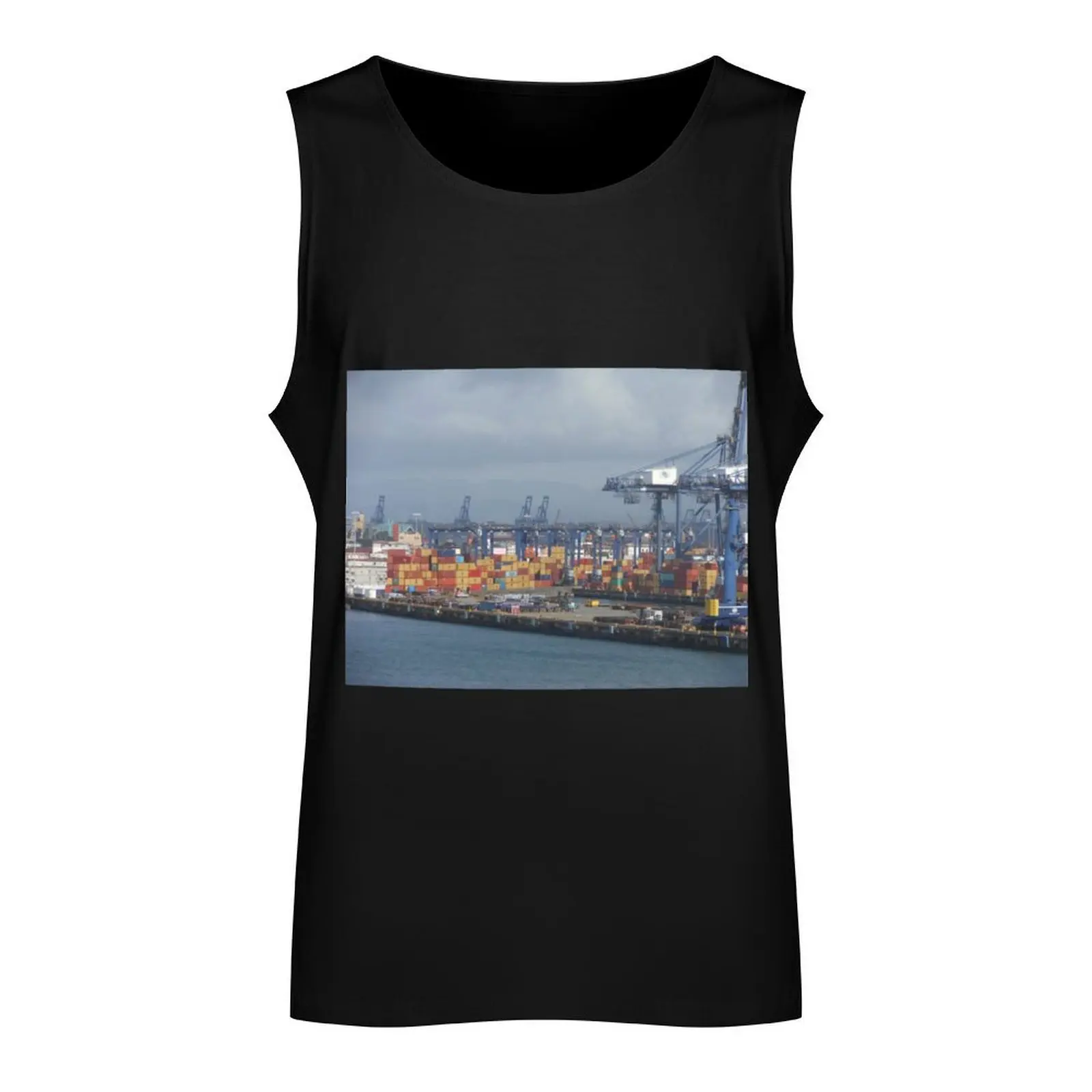 SHIPPING CONTAINERS, CARGO PORT, PANAMA CITY, PANAMA Tank Top gym for men summer Men's tops Muscle fit