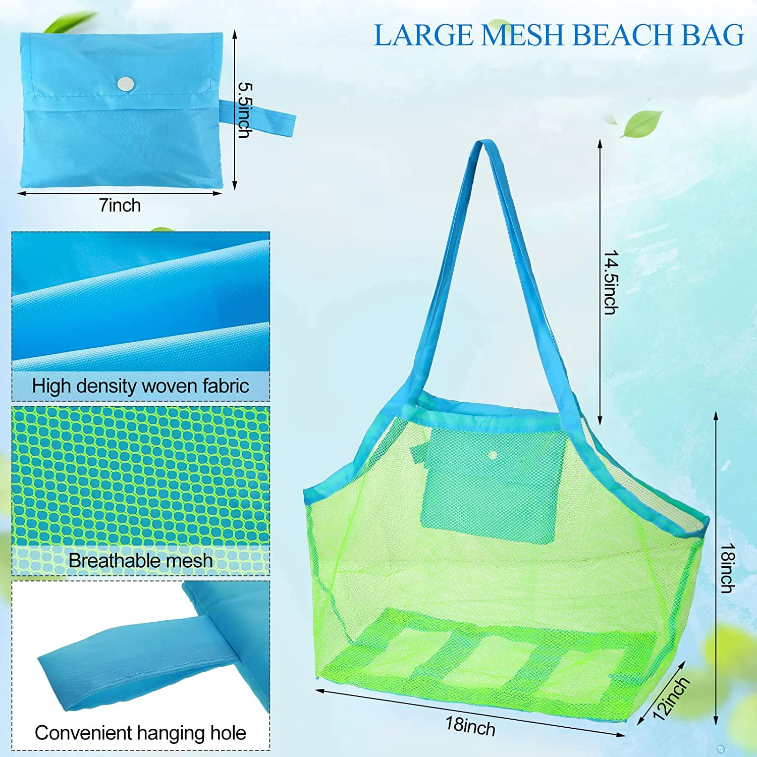 Outdoor Beach Mesh Bag Children Sand Away Foldable Protable Kids Beach Toys Bag Clothes Toy Storage Sundries Organizers Backpack