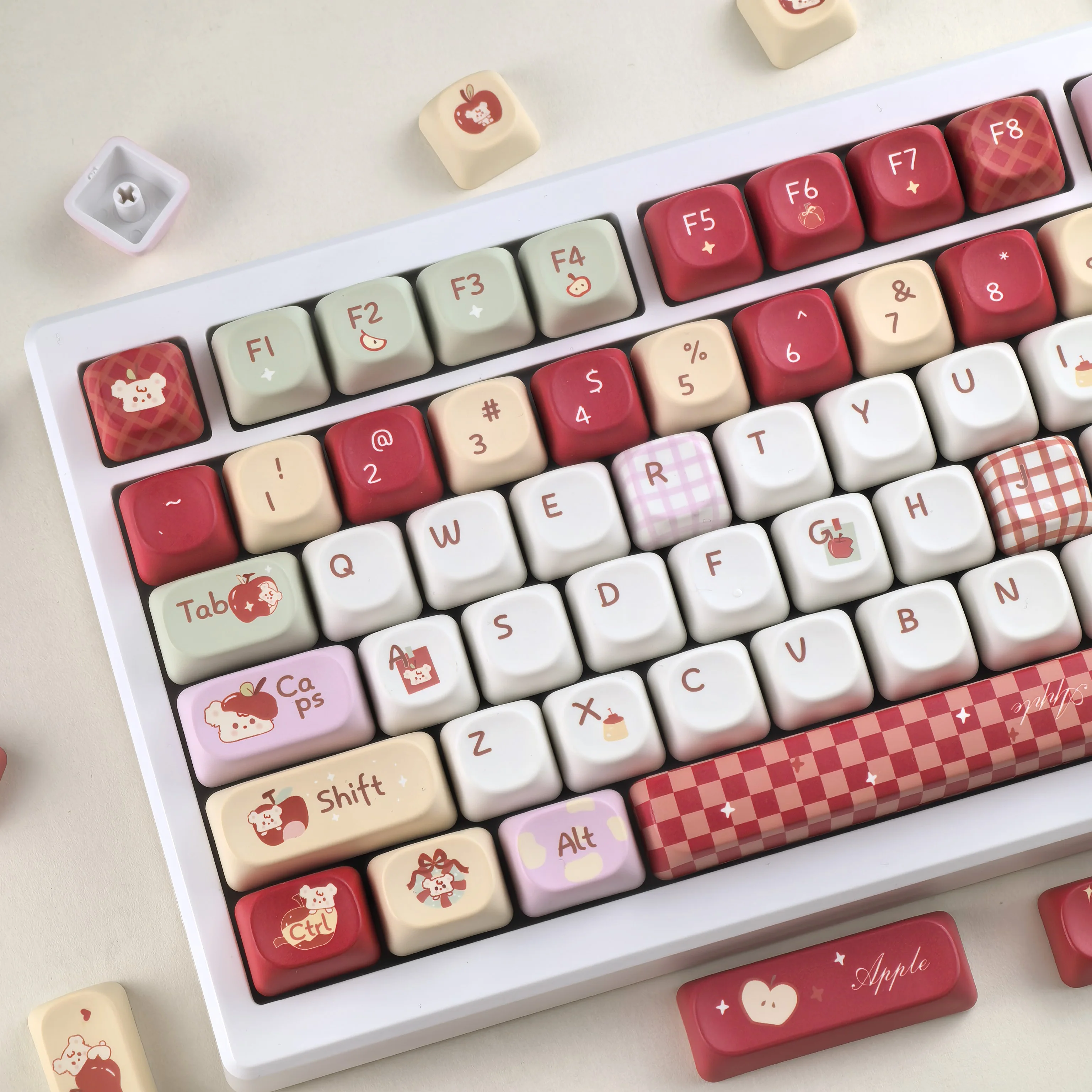 MAIMOOO Keycap Korean Russian Bitten Apples Fruit Cherry MOA PBT Cute AULA F75/F99/F87/F87Pro Custom Mechanical Keyboards Keycap