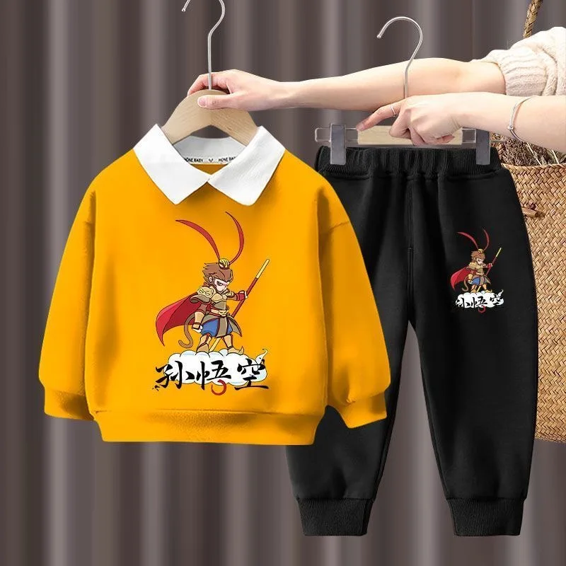 

winter Boys Clothes long sleeve& trousers 2 Pieces Set Teenage Girls & Boys Turn-down Collar Clothes Fashion Casual Top & Botto