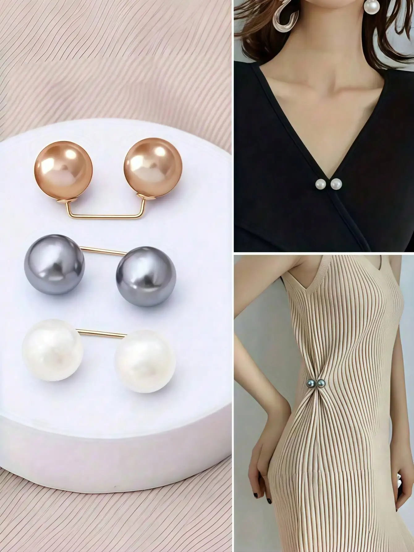 

3/6 pcs artificial pearl brooch, women's anti-light neckline buckle, suitable for all kinds of clothing