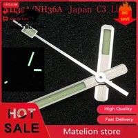 Manecillas de reloj japonesas C3 Super Lume, manecillas tridimensionales luminosas verdes aptas para movimiento 62mas NH35 eta 2824 NH36 4R35 7029