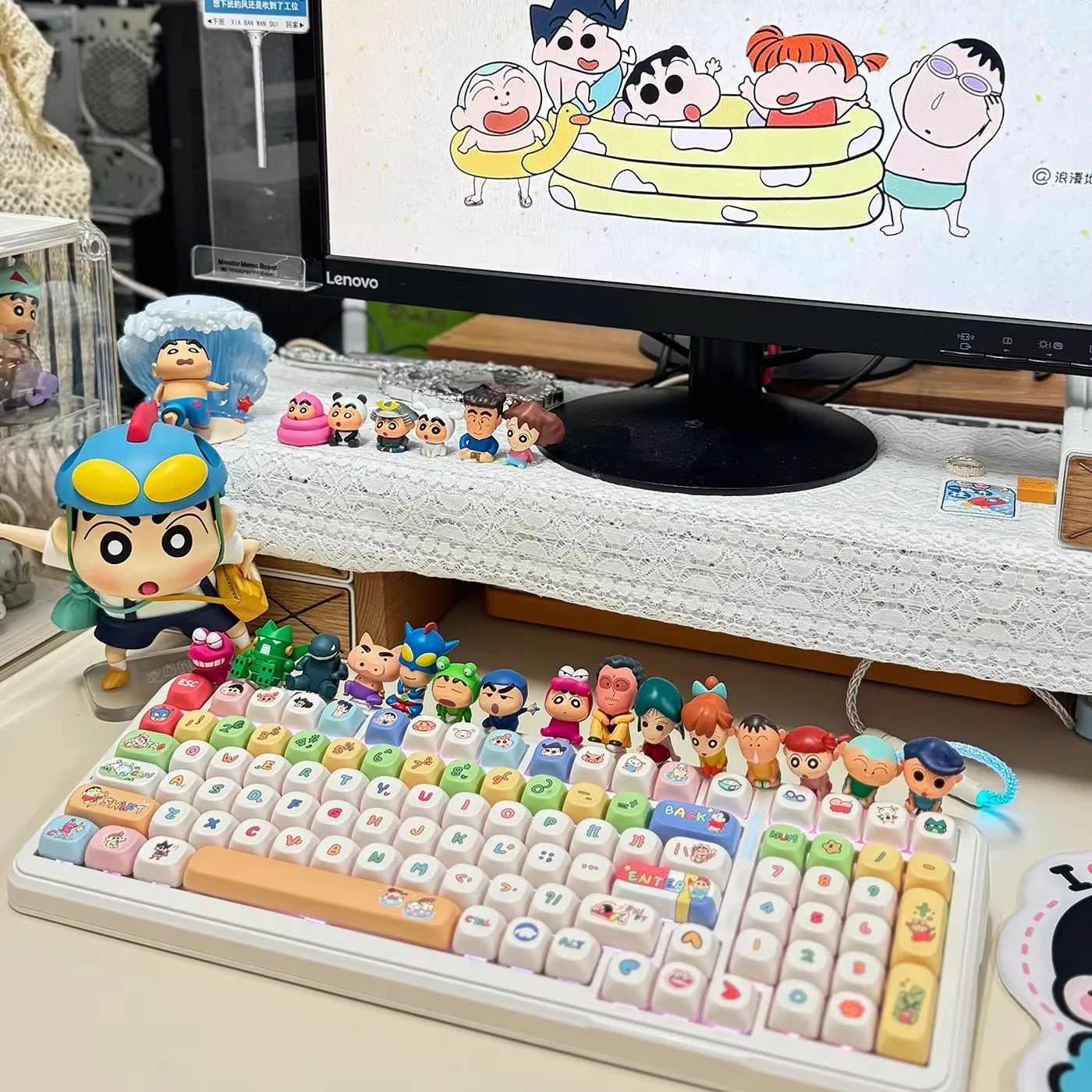 Tecla MOA de Crayon Shin-chan, estilo de dibujos animados, tecla mecánica, sublimación de cinco lados, accesorios de teclado Kawaii, regalos