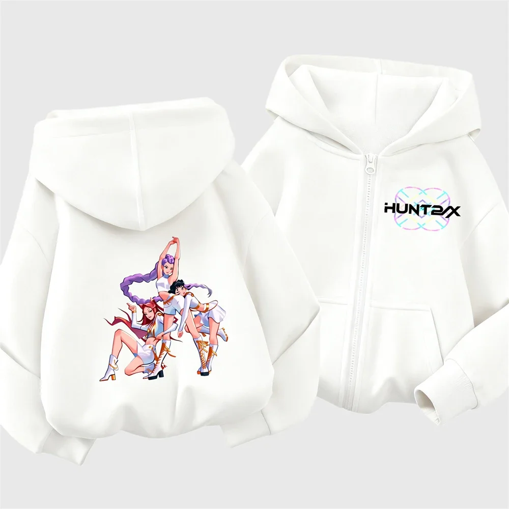 Kpop شيطان الصيادين الملابس الكرتون المطبوعة مقنعين معاطف فضفاضة ملابس خارجية غير رسمية لطيف أزياء طويلة الأكمام هوديس سترة عصرية #3