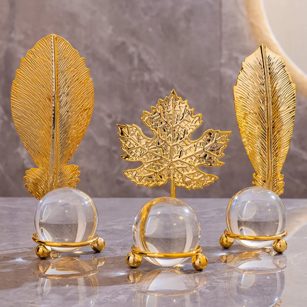 Fine Craftsmanship Leaf Ball Ornaments Non-slip Rust-proof Crystal Ball Table Decoration Wear-resistant Vivid Details Artwork