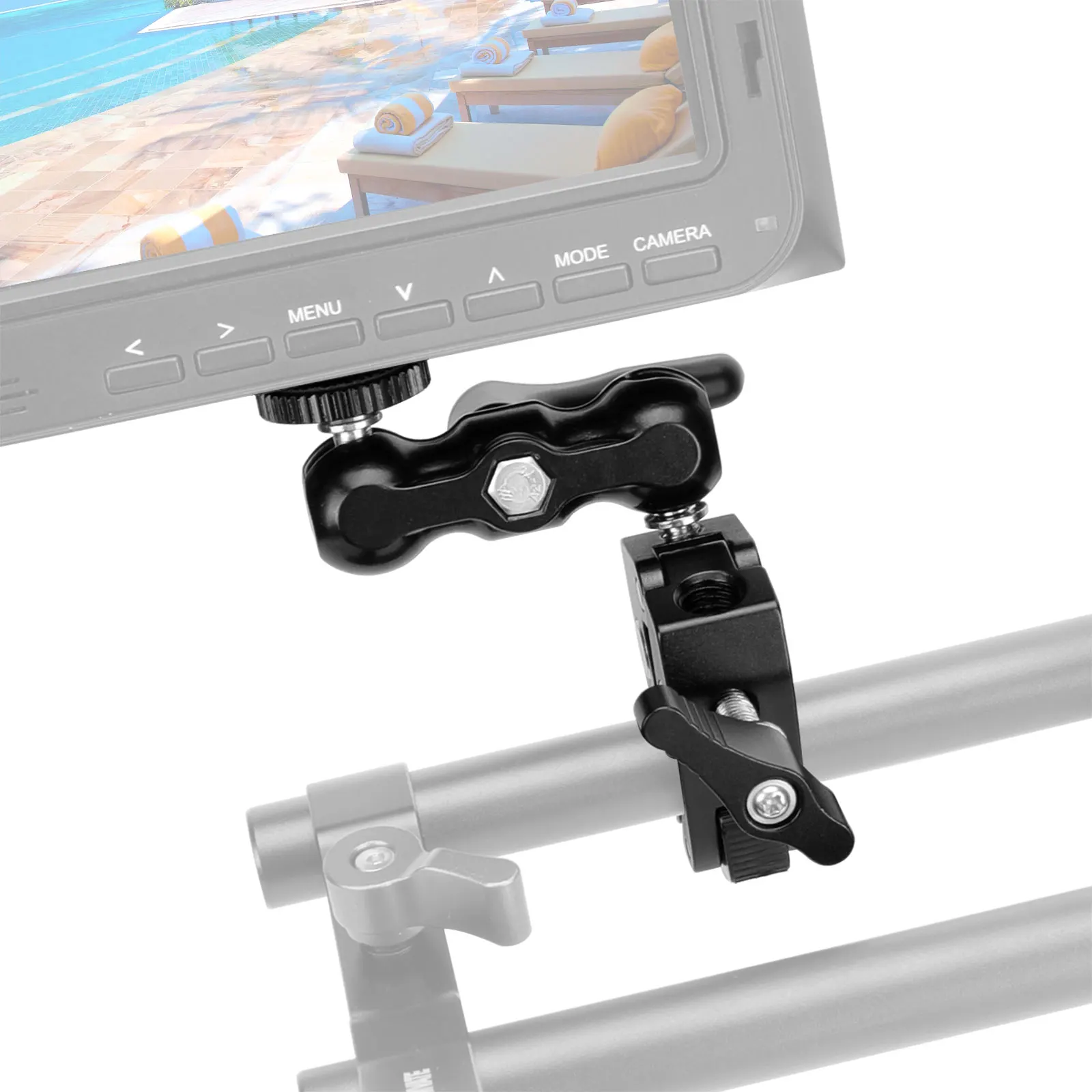 Kayulin Double 1/4" Ball Head Support Holders With + Super Crab Gripper Clamp Universal Use For DSLR Camera Flashlight / Monitor