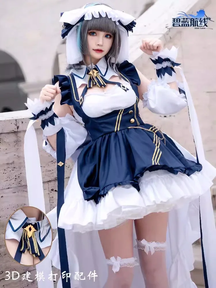 Heißes Spiel azur lane hms cheshire cosplay Kostüm Frauen Mädchen Dienst mädchen Anzug Schürze Kleid Rollenspiel Kleidung Karneval Party Outfit Lager