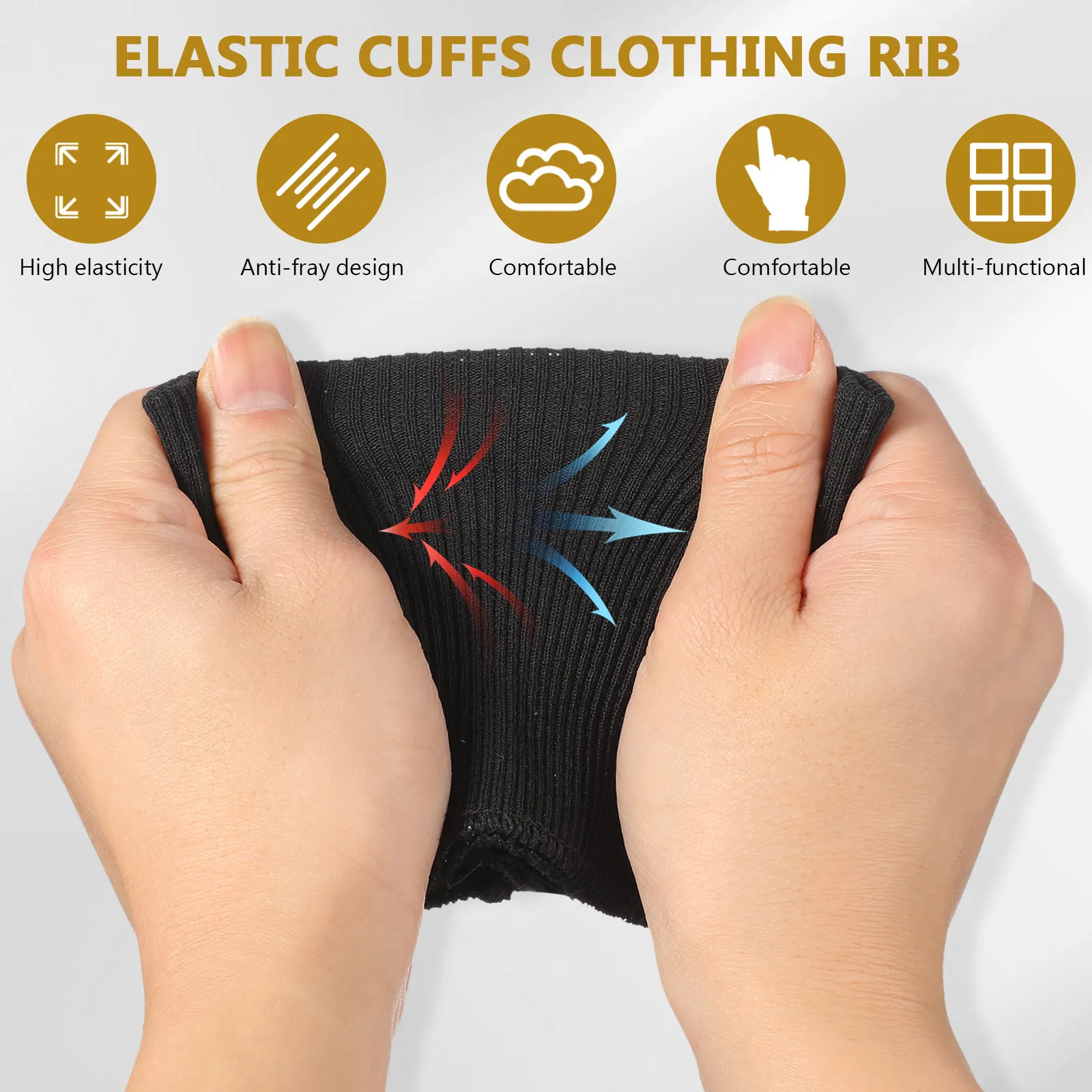 1Pair Knit Tubular Rib Cuff Pair for Jacket Sleeve Pants Sportswear Repair Stretch Ribbing Fabric Anti-Fray Sewing Cuff