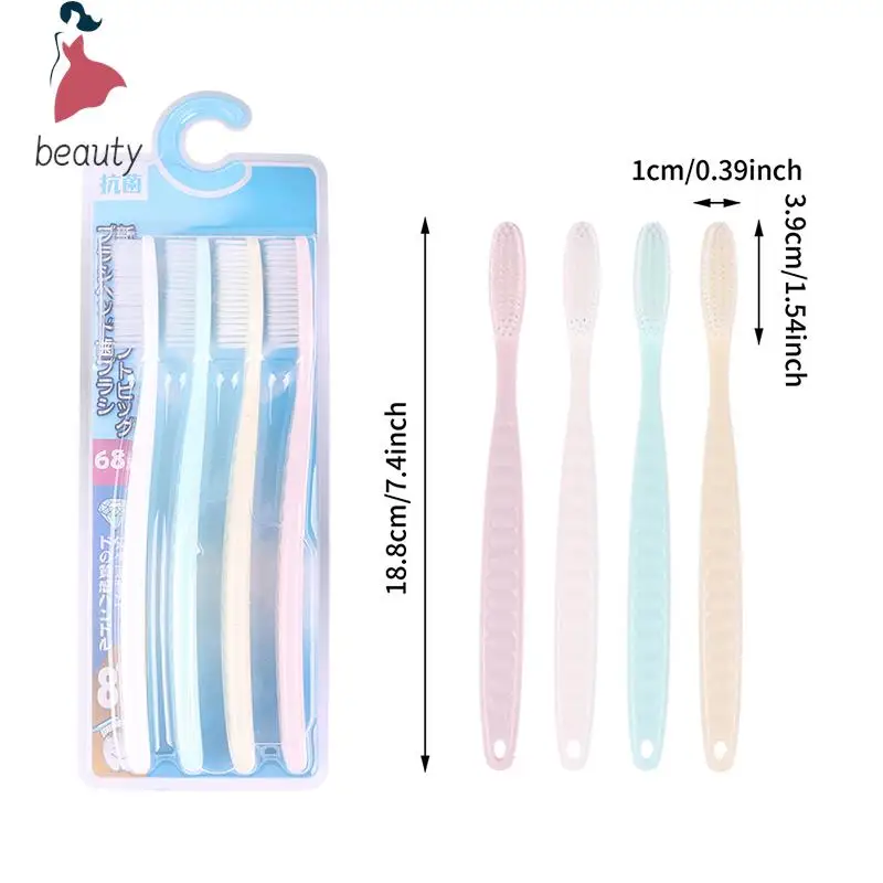 4Pcs Soft Long Head Adult Big Head Toothbrush Japanese And Korean Comfortable Teeth Super Soft Oral Cleaning Brush