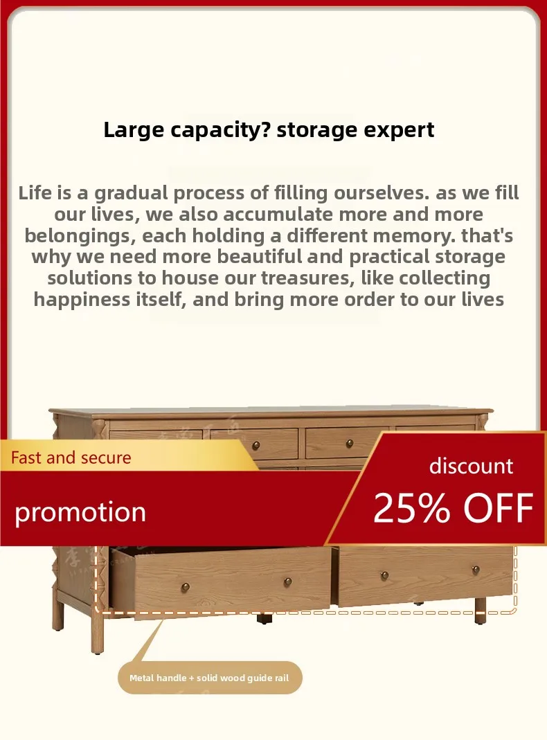 

ZML Solid Wood Chest of Drawers Vintage Style Bedroom Storage Cabinet Retro Dressing Table Drawer Organizer