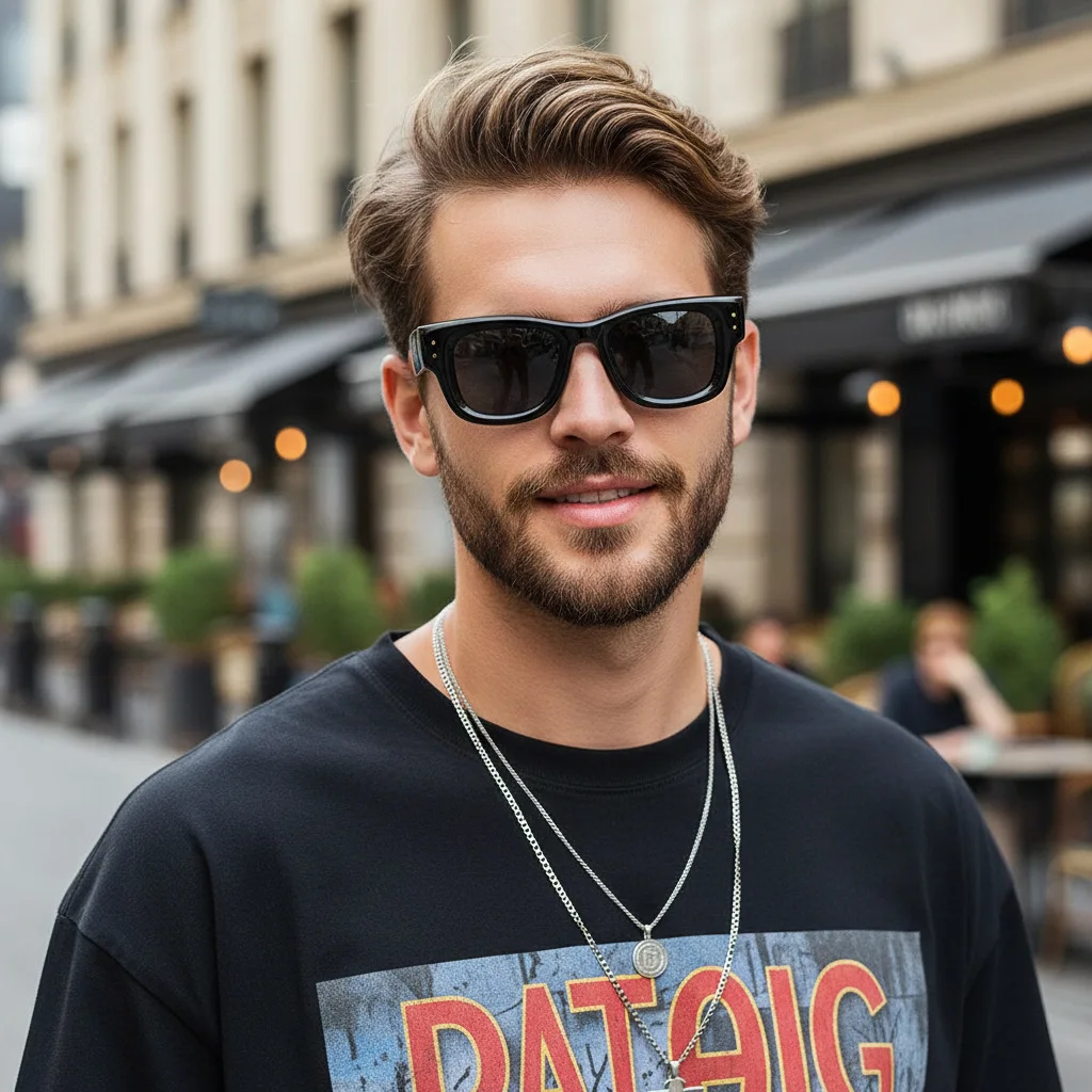 Modische Retro-Sonnenbrille mit quadratischem Rahmen für Damen und Herren, klassische Designer-Sonnenbrille mit kleinem Rahmen, trendige Sonnenbrille, UV400-Schutz – Detail 2