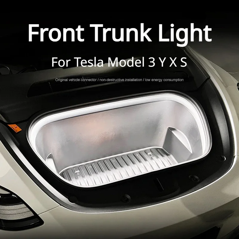 Para Tesla Model 3 Y X S luz del maletero delantero ilumina la tira de LED lámparas de ambiente tiras Frunk luz decorativa blanco cálido iluminar