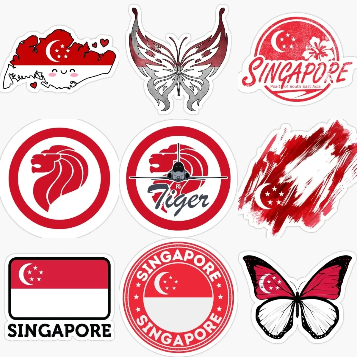 

Singapore Flag Map Creative PVC Waterproof Stickers Accessories for Decorate Car Wall Van Helmet Camper Bumper Truck Bicycle