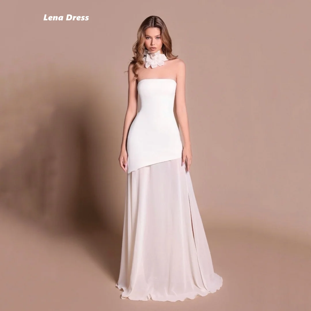 

Lena Elegant Evening Dresses for Woman Luxury Party Dress Customized White Line A Chiffon Shawl Ball Gown Dress Women's Wedding