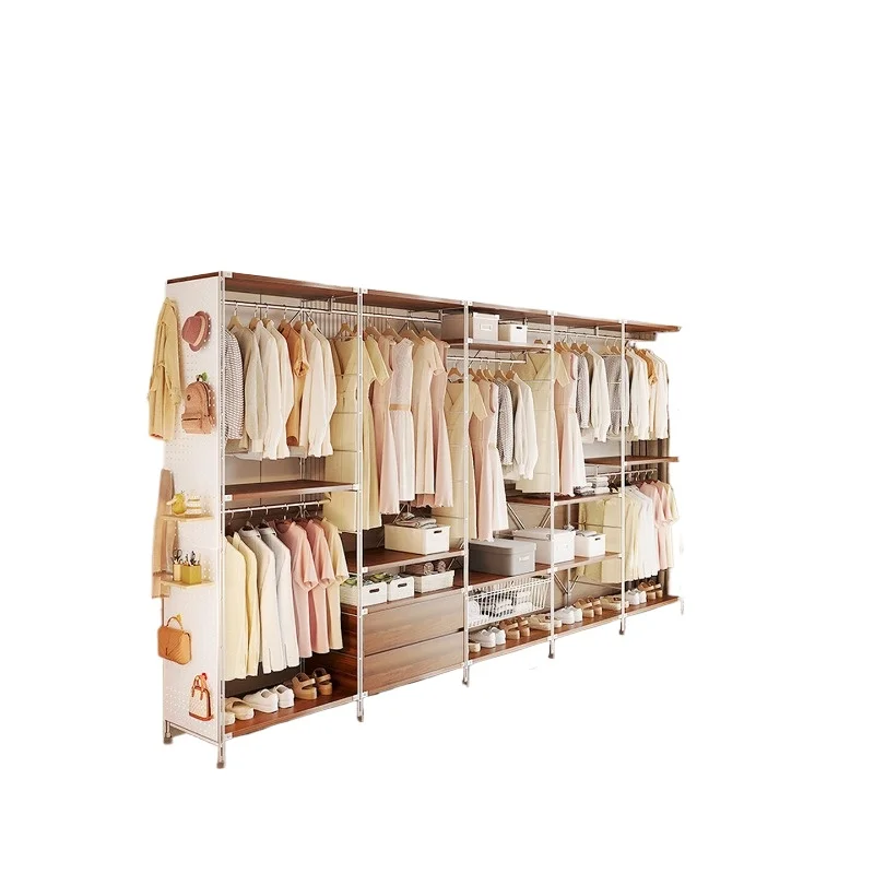 Japanese-style metal open wardrobe, floor-to-ceiling cloakroom rack locker