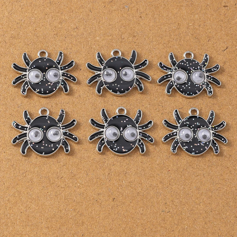 10 Stück Emaille Halloween Spinne Charms Anhänger für Schmuckherstellung Halskette Ohrringe Armband DIY handgemachte Accessoires Zubehör