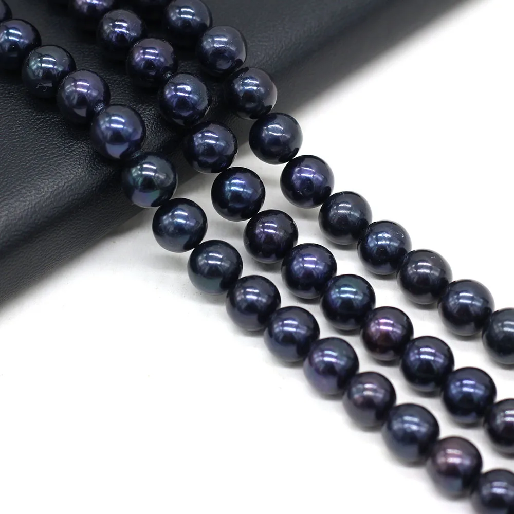 

9-10mm Natural Black Pearl Bead Round Shape High Quality Natural Pearl Loose Beaded for Making DIY Jewerly Necklace Bracelet