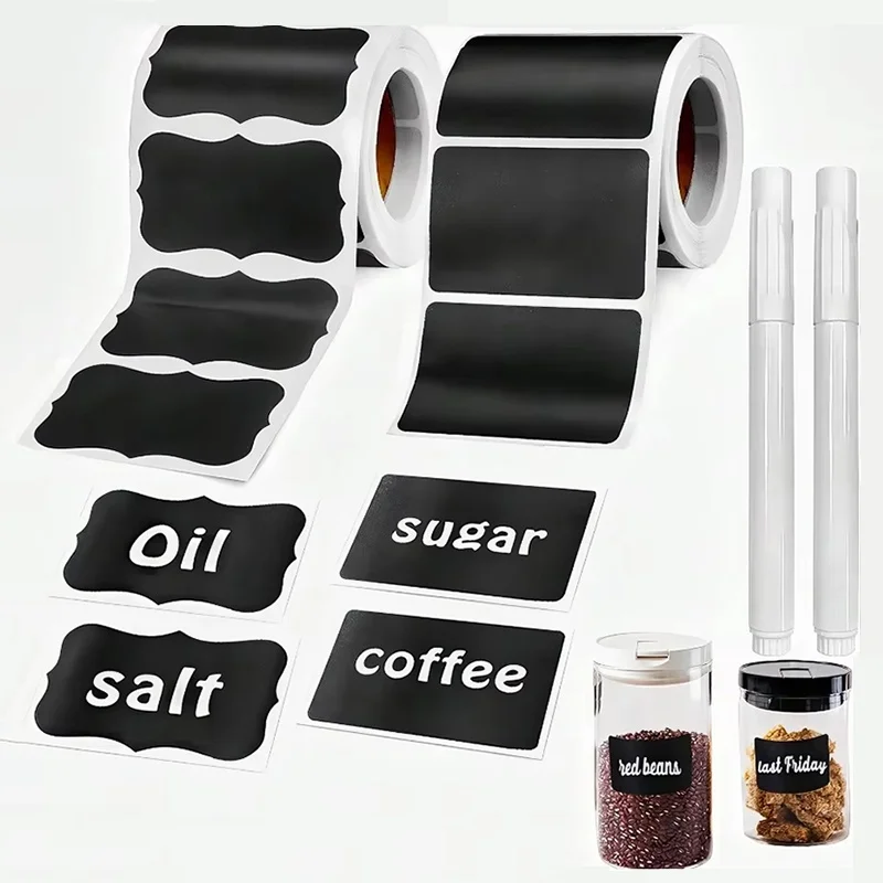 120pcs Jars Label Erasable Chalkboard Label Waterproof Sticker Craft Kitchen Removable Blackboard Sticker Bottles Marker Sticker
