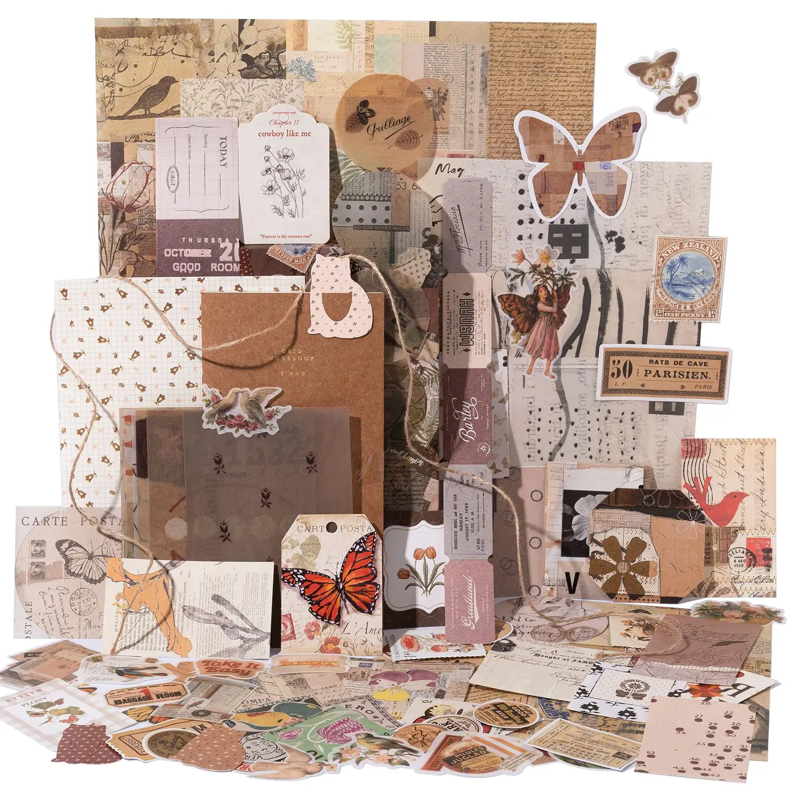 مجموعة سجل القصاصات Simno Vintage مع ملصقات اقتباسات مجموعة ورق دفتر الملاحظات TN - مثالية لمجلات الرصاصة والمخططين الحرفية #1