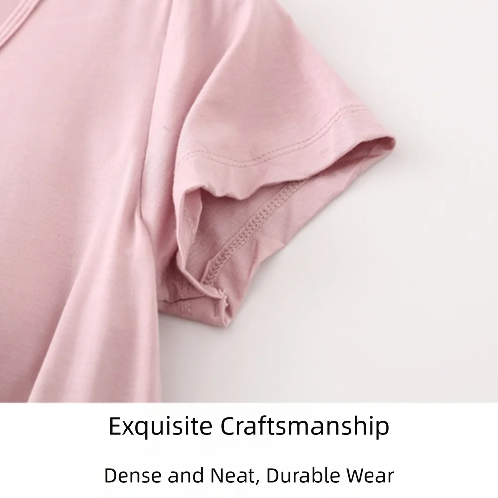 Simple Modal One-piece Seamless Tank Top Round Neck with Chest Pad Short Sleeve Casual T-shirt Summer