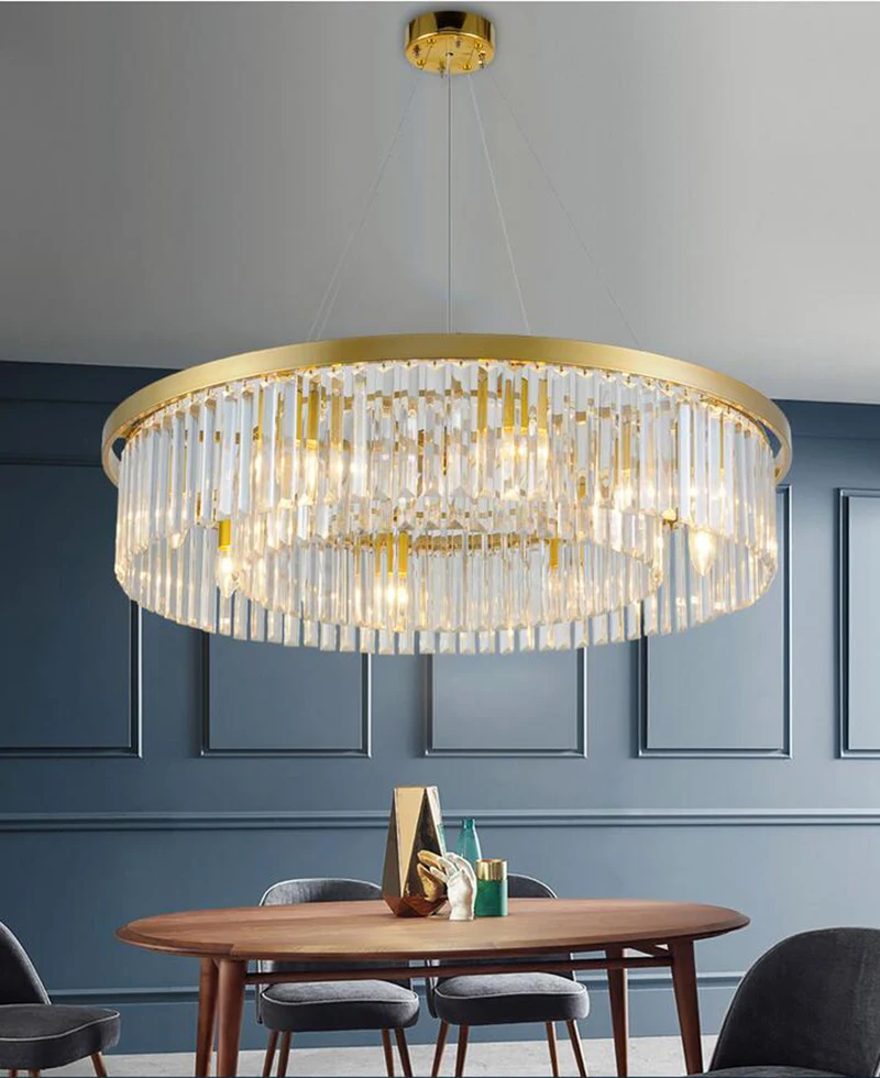 

Luxury Crystal Living Room Round Chandelier European Creative Personality Hall Of The Simple Atmospheric Restaurant Light