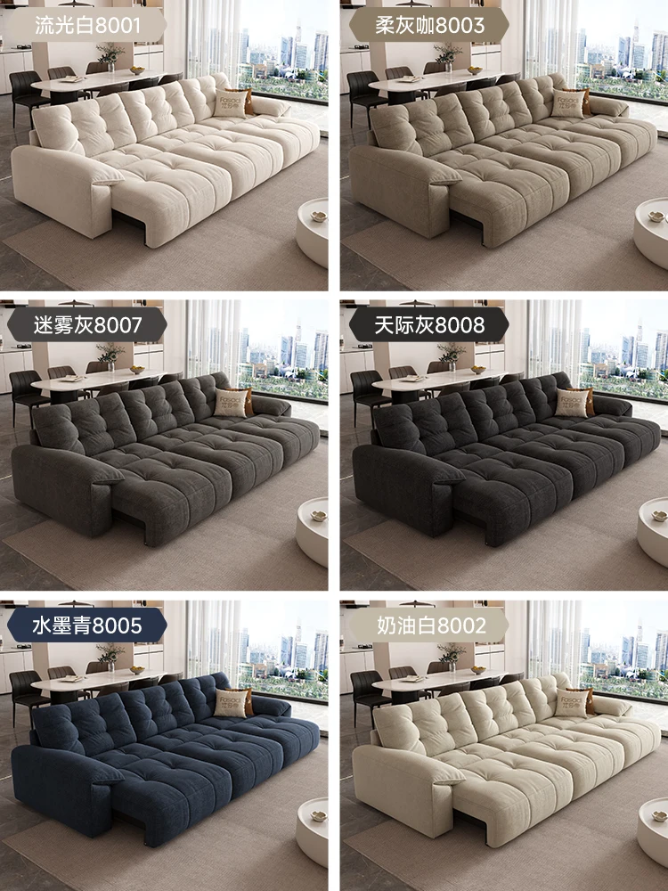 Customizable electric sofa bed pull point soft bag fabric living room cream folding telescopic zero against the wall function
