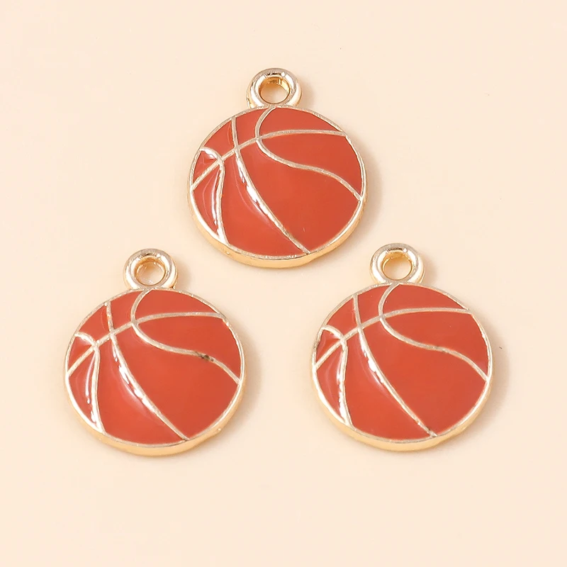 20 Stück 13 x 16 mm niedliche Sport-Charms, Emaille, Basketball-Charms, Anhänger für Schmuckherstellung, Halsketten, Ohrringe, DIY-Bastelzubehör – Detail 8