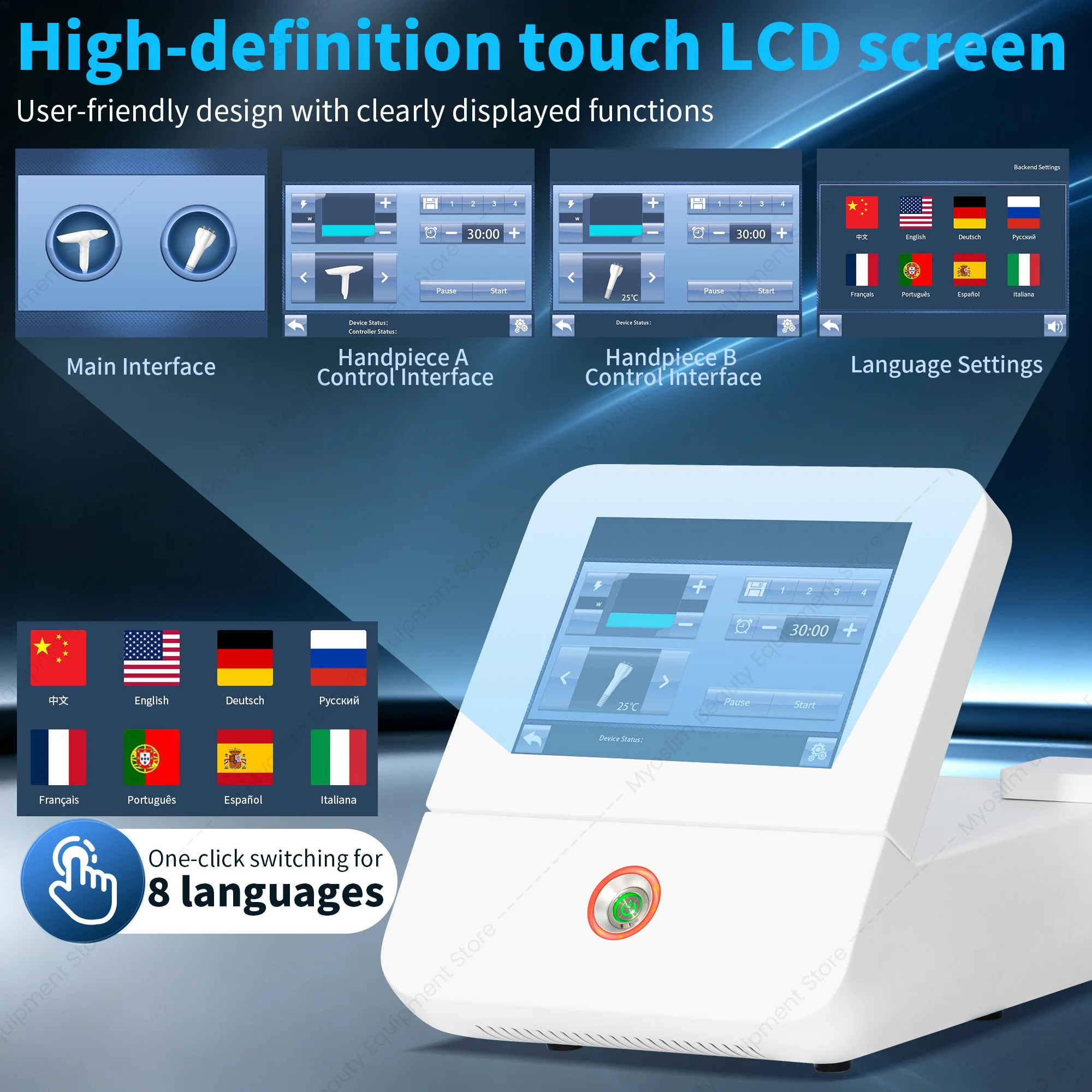 Fractional+ Non Invasive RF Beauty Device Face Lift Skin Firming Wrinkle Reduction Acne Scar Treatment Pore Minimize