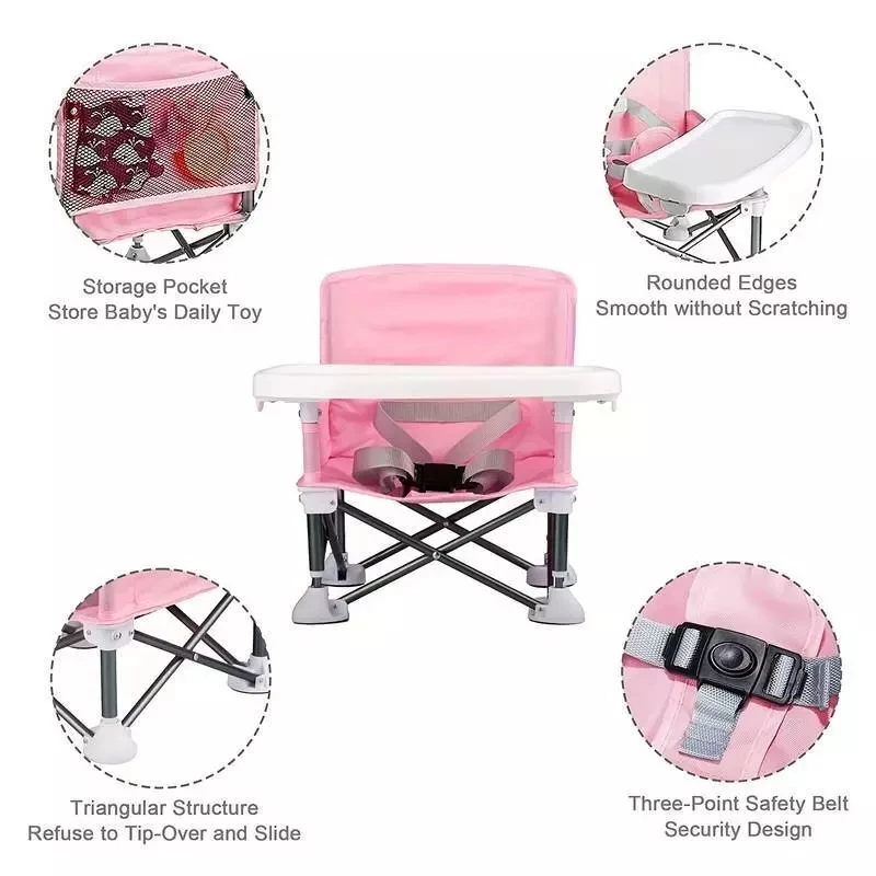 Aluminium Alloy Foldable Portable Compact Baby Chair With Safe Belt For Indoor Outdoor Use Easy Travel For Camping Picnics