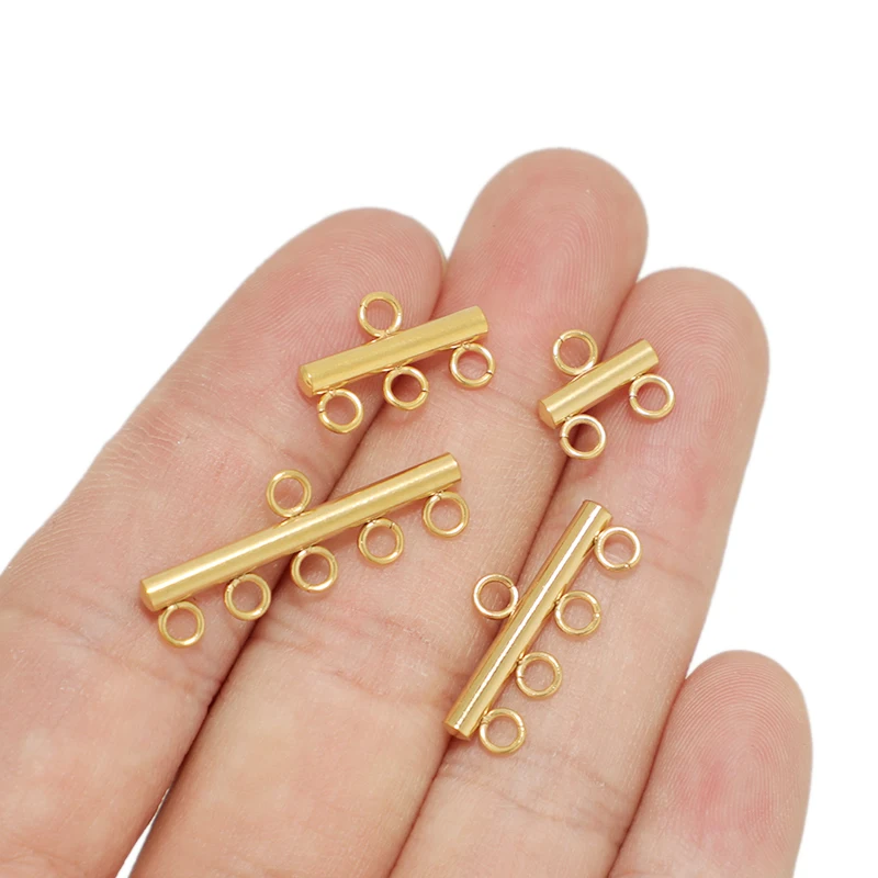 10Pcs Stainless Steel Layer Clasps Pendant Bails Connectors 3 Loops Drop Earrings Links Chains for DIY Necklace Jewelry Making