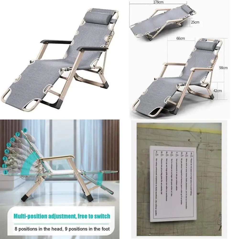 كراسي شاطئ قابلة للطي قابلة للتعديل بدون جاذبية لصالة الحديقة الخارجية، مريحة للاسترخاء في الفناء #1