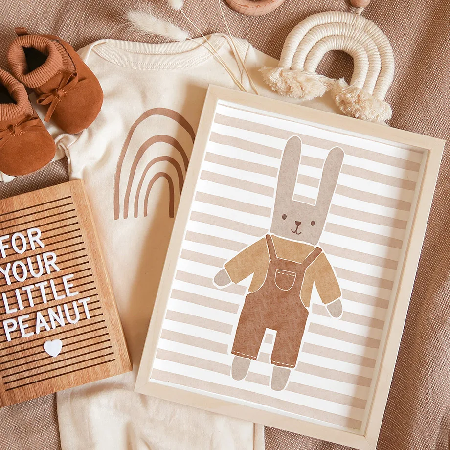 Boho Bear Rabbit Rainbow Sun Heart Nursery Wall Art Canvas Painting Nordic Posters And Prints Wall Pictures Baby Kids Room Decor