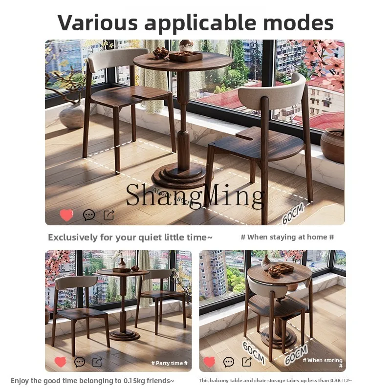 FG good-looking  Solid Wood Small Round Dining Table New Small Apartment Dining Table and Chairs Home Dining Table