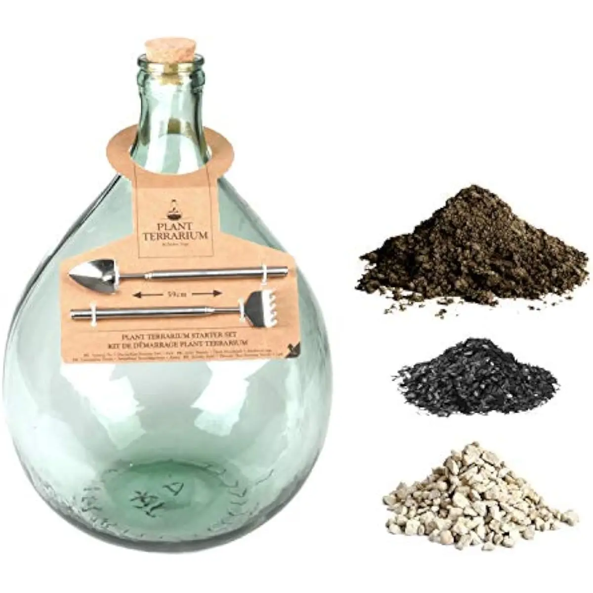 Terrarium Bottle Planter Oval Shape Modern Green Design 15L Capacity Lightweight Eco System Self Sustaining Plant Habitat With T