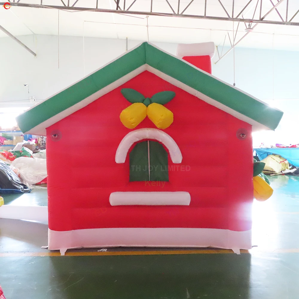 Transporte aéreo rápido 4x3m casa de natal inflável explodir tenda inflável da grotto do papai noel ao ar livre para o shopping