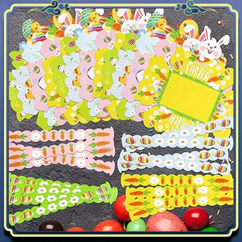 

A56P-Набор пасхальных корзин с ручкой, бумажная Пасхальная вечеринка, корзина для охоты на пасхальные яйца для детей, поделки