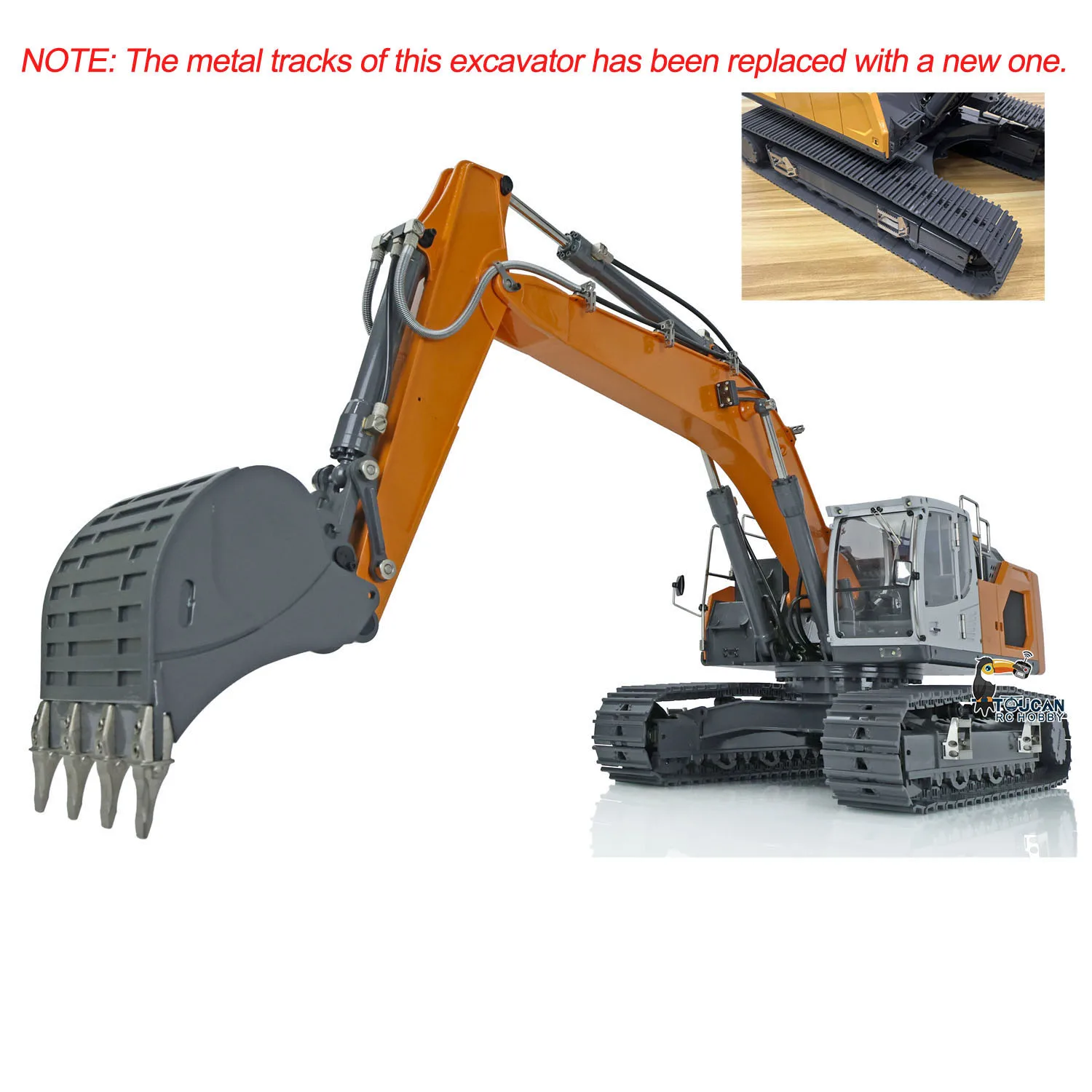 XDRC RC hidráulico 1/14 Control remoto RTR 945 excavadora Matal modelo camiones ensamblados sistema de luz pintado cubo excavadora THZH1435