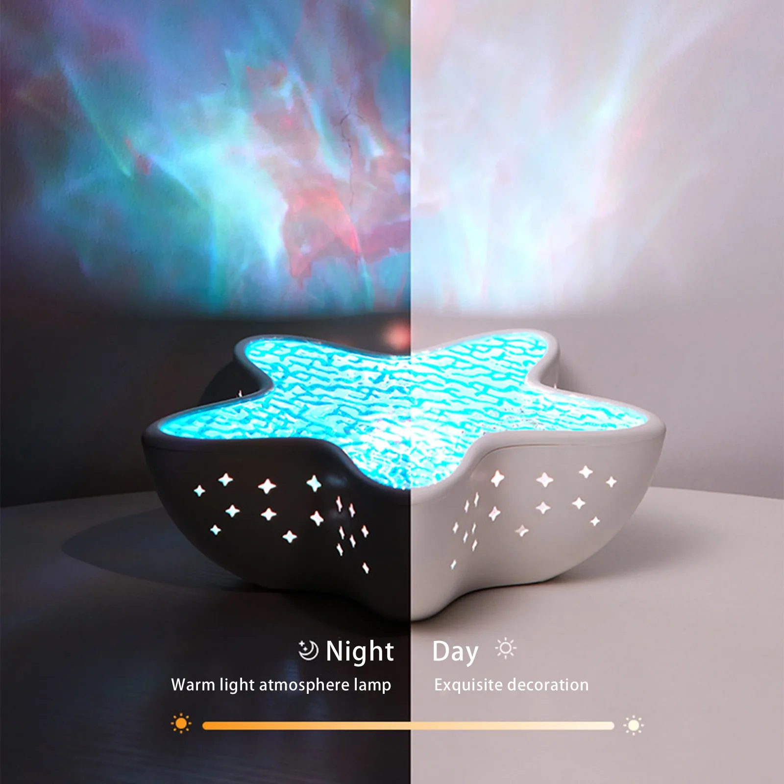 Bonita luz nocturna de proyección para sala de estudio, lámpara de proyección para dormir con atmósfera de estrella dividida, lámpara que cambia de Color colorida