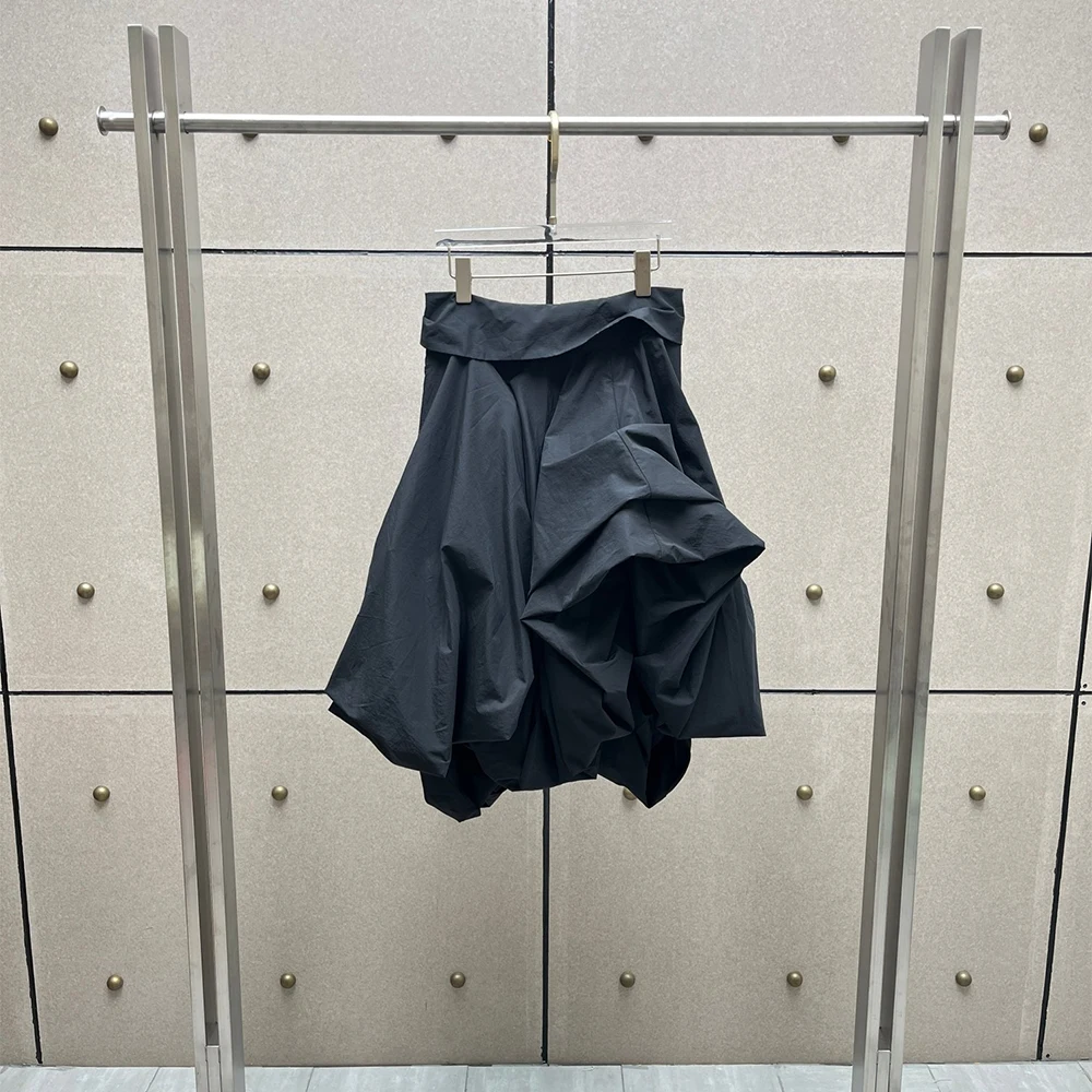 Women Cotton‑blend High Waist Skirt Folded Waistband A‑Line Skirt Loose Long Skirt Ladies Casual Streetwear Elegant Party Skirt