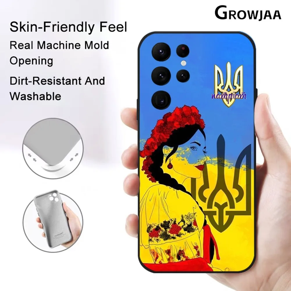 U-Ukraine Girl Sunflower Flag Phone Case for Samsung Galaxy S24 Ultra S22 S23 Ultra S21 S20 5G Protective Silicone TPU Funda