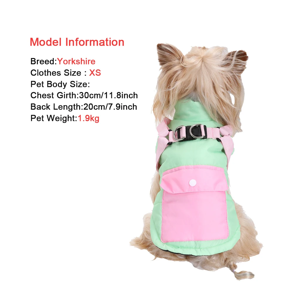 Dog Jacket with Harness Winter Dogs Clothes for Small Medium Pets Outdoor Hunting Hiking Vest Yorkshire Chihuahua Pug Outfits - view 5